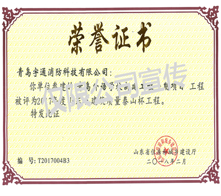 泰山杯-证书<br/>青岛外语学校